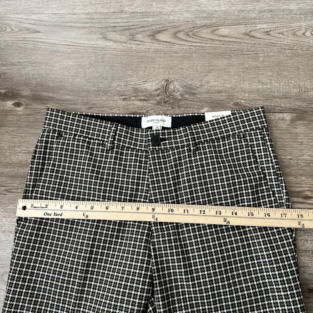 NWT River Island Skinny Fit Trousers Mens 30x32 Brown Check Plaid Smart